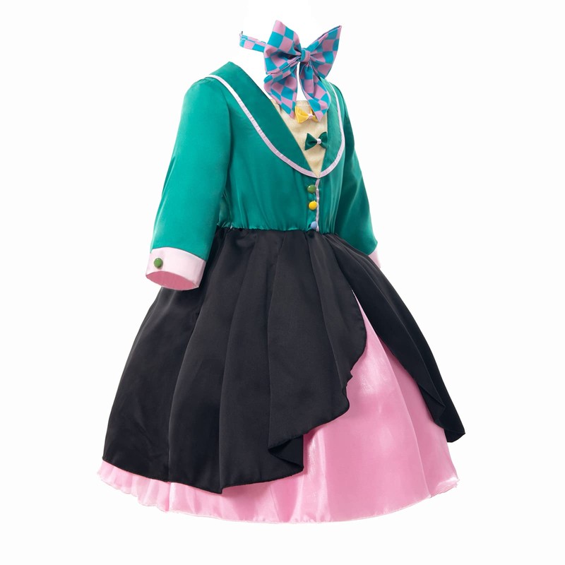 LTAKK Mad Hatter Cosplay Costume Girls Halloween Kids Costume Full