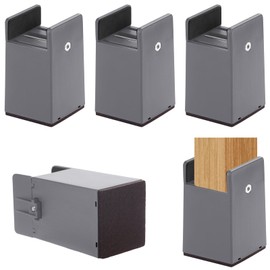 SEISSO 4 Pack Heavy Duty Bed Risers, Furniture Risers with Adjustable Screw Clamp, Bed Risers Elevation in Heights 4 Inch Support to 1000 Lbs Fit for Dorm Table, Desk, Couch, Chair Leg Extender(Gray)