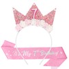 SuPoo 7th Birthday Crown and Sash - Pink Birthday Headband