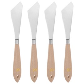HARFINGTON 4pcs No.20 Palette Knives 32mm Width Stainless Steel Large Slant Spatula Painting Pallet Knife with Wood Handle for Oil Acrylic Canvas Mixing Spreading