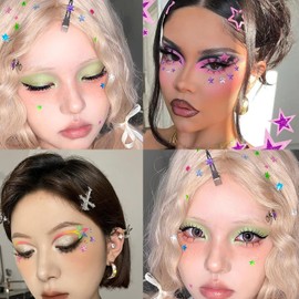 nooepc Face Gems, Star Festival Jewels Self Adhesiv Face Jewels Gemas para El Cabello Rhinestones, Rave Aaccessories Face Glitter, Rhinestone Pegatinas para Cara, Ojos, Maquillaje, Uñas, Cuerpo, Manua