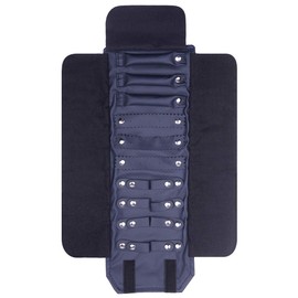 mookaitedecor Jewellery Roll Bag, Small Jewellery Case Storage Bag Earrings Necklace Roll Organiser for Travel and Storage, Navy, 14 x 6.5 x 5.5 cm