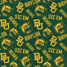SYKEL ENTERPRISES Baylor University Cotton Fabric with New Tone ON Tone Design Newest Pattern