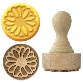 OLYCRAFT Wooden Daisy Stamps 1.1 Inch Round Wooden Clay Stamp Natural Wood Stamp Clay Pottery Stamps Wood Pottery Tools for Card Making DIY Craft Letter Diary and Craft Scrapbooking