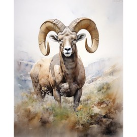 OKSGYTA Paint by Numbers Kits Scenery Animal Bighorn Sheep Paint by Numbers for Adults Beginner DIY Oil Painting Art Decor Kits Pre Printed, 40x50cm, Without Frame