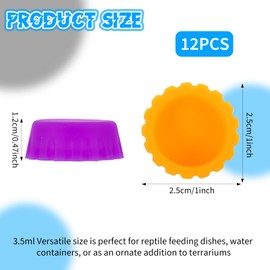 12 Pcs Silicone Gecko Food and Water Feeding Cups, Reptile Food Dish, Colorful Water Bowl for Bearded Dragon Tank, Terrarium Accessories for Tortoise, Crab and Small Pets