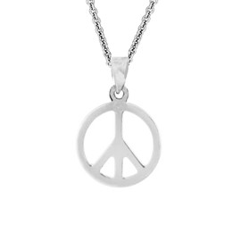 Ritastephens Sterling Silver Shiny Peace Sign Charm Pendant Necklace 20"