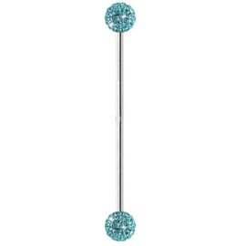 Gekko Body Jewellery 1.6mm (14 Gauge) Aqua Ferido Crystal Industrial Barbell