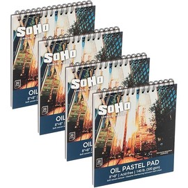 SoHo Urban Artist Fine Textured Professional Pastel Paper Pad - 140 lb - 4 Pk 8x8" -Acid-Free Fine Textured Canvas w/Glassine Sheets, 80 Total Perforated Sheets, Durable Oil Pastel Pad for Artists