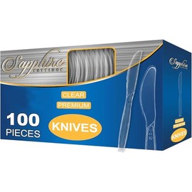 Disposable Plastic Knife - 100 Disposable Heavy Duty Knives Cutlery for Party Showers Birthdays Weddings & more
