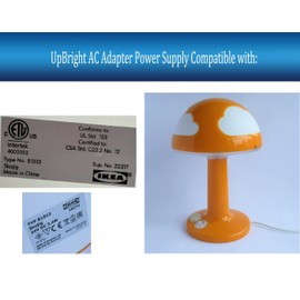UpBright 2-Prong 24V AC/DC Adapter Compatible with IKEA Skojig B1513 Cloud Mushroom Table Lamp Model ICPSW24-7-1 ICPSW24-71 ICPSW2471 +24V 3.4W 7W 24VDC Class 2 Power Supply Cord Battery Charger
