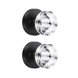 naubea 2 Pack Glass Black Dummy Door Knob Crystal Dummy Door Knobs Interior, Round Vintage Door Knob Matte Black Dummy Door Handle Interior for Hall Pantry Closet Door Knobs