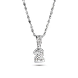 SBI Jewelry Two Number 2 Necklace for Women Digit Silver Clear Cubic Zirconia Friends Family Birthday Anniversary Mothers Day