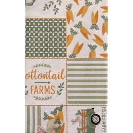 Mainstream Cottontail Farms Farm Fresh Carrots Easter Vinyl Flannel Back Tablecloth (60" Round)
