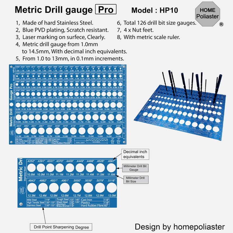 3-in-1 Stainless Steel Collective Drill Bit Gauge Pro | 118