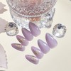 Purple Glitter False Nails Almond Medium, Glitter Press on Nails