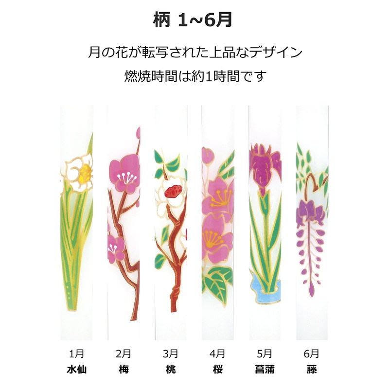 仏具のマルエス(Maruesu) マルエス ろうそく 花 絵 1号5 12本入り 1時間 お盆 仏壇