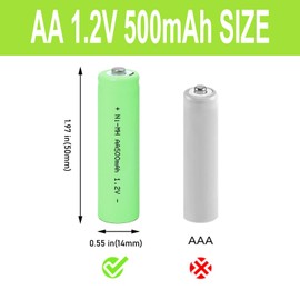 Rechargeable NiMH Batteries 1.2V AA 500mAh Pre-Charged for Solar Lights, Lawn Lamps Pathway Lights(12 Counts)