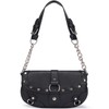 HIYOLALA Women's Punk Retro Y2k Mini Purse Rivets Small Saddle