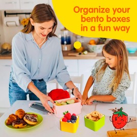 IELEK Silicone Lunch Box Dividers Square Bento Box Kit Accessories Meal Prep Containers