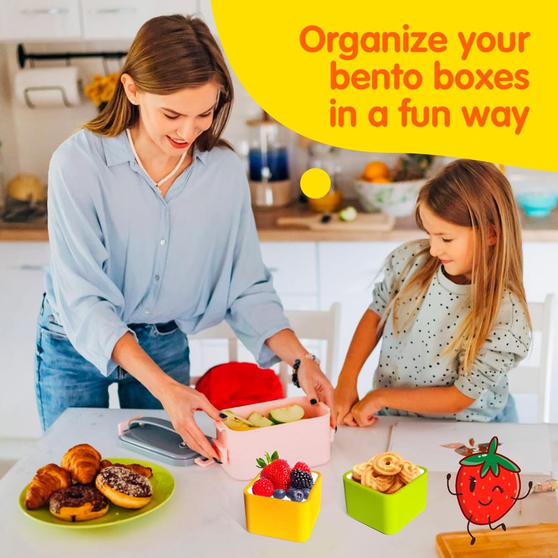 IELEK Silicone Lunch Box Dividers Square Bento Box Kit Accessories