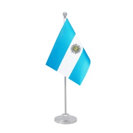 Rotenl Argentina Desk Flag, Argentinian Table Office Flag with Metal Pole and Stand Base, International Country Flags, Festival Event Celebration, Classroom Meeting Desktop Decor (Argentina)