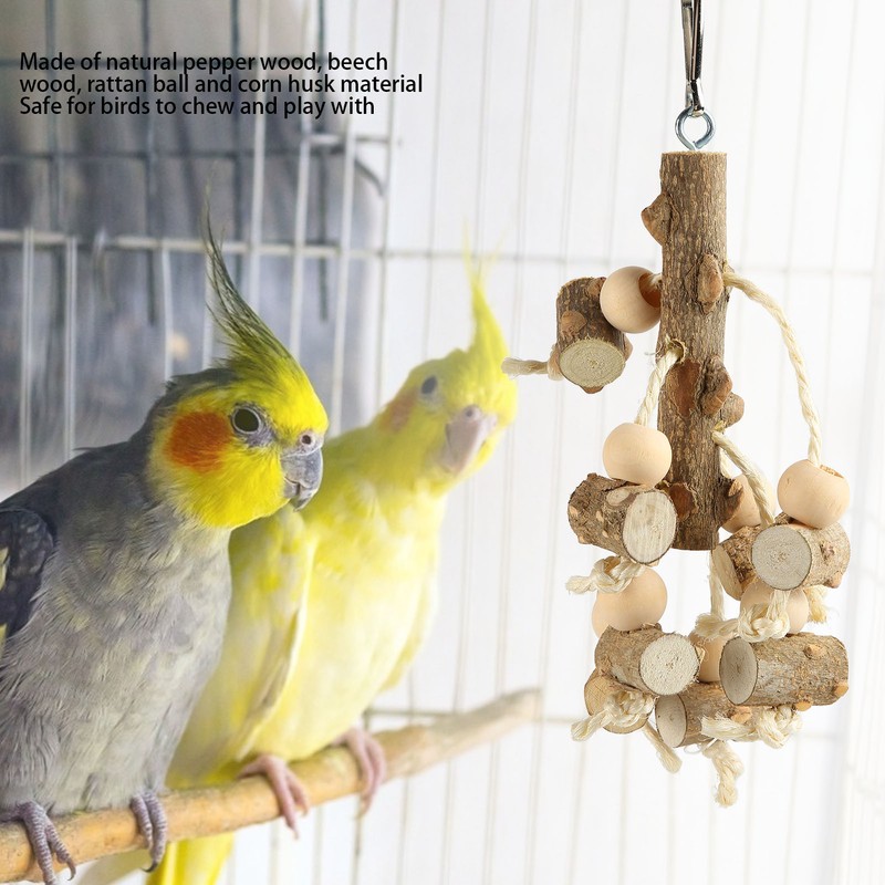 Bird Chewing Toys Hanging Natural Wood Parrot Swing Chewing Toys