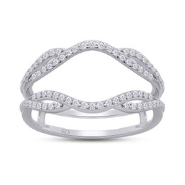 SAVEARTH DIAMONDS 2/5 cttw Round Cut Lab Created Moissanite Diamond Double Infinity Wedding Ring Guard Enhancer For Women In 14K White Gold Over Sterling Silver(D Color, VVS1 Clarity 0.40Cttw)-6