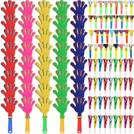 Yunsailing Party Noisemakers Set Bulk Includes Hand Clapper Noisemakers Glitter Fringed Paper Blowouts Musical Plastic Blowouts Horns Whistles for Teens Adults Christmas Fiesta Birthday Gift (112 Pcs)