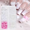Flower Nail Charms 3D Flower for Nails Pink White Nail