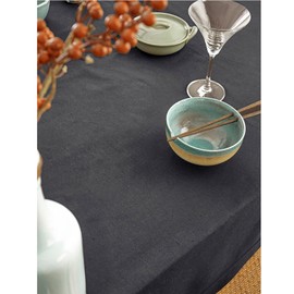 Solino Home Grey Tablecloth – Cotton Linen Tablecloth 144" L x 60" W Inch – Machine Washable Dining Tablecloth for Fall, Thanksgiving, Christmas, Winter Decor – Dru