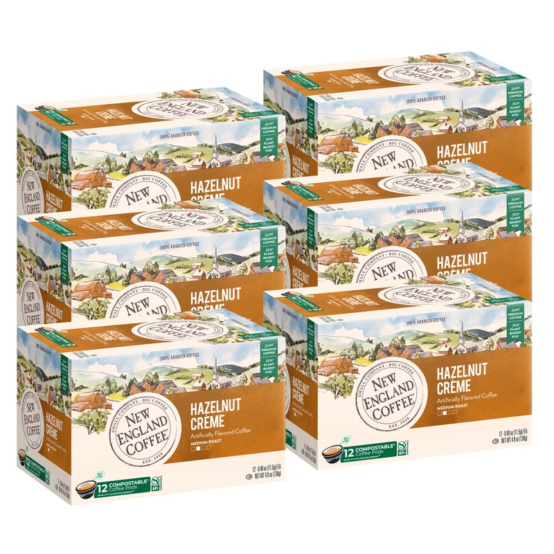 New England Coffee Hazelnut Crème Medium Roast Single Serve Pods,