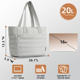 Axcone Women's Handbag, Large Waterproof Laptop Tote Bag, Shopper Bag, Women, Men, Women, Sports Bag & Travel Bag with Compartments and Zip for Travel, Fitness, gray, L