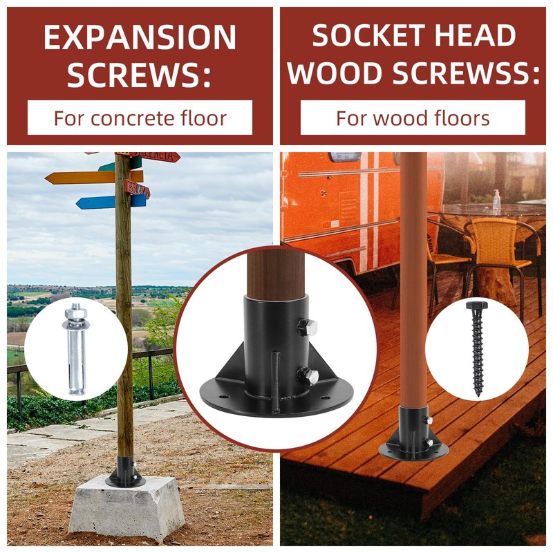 Cskunxia 2PCS Round Posts Base Bracket Chain Link Fence Flange