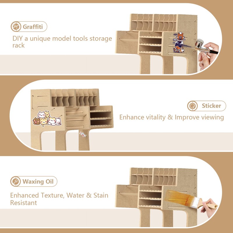 Bucasso Wooden Model Kit Organizer Rack with MDF Material, Paint