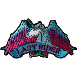 Ivamis Lady Rider Unicorn Biker Patch - 5x2.5 inch - P7030