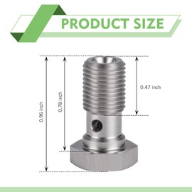 Zeathery M10x1.0 Metric Stainless Steel Single Banjo Bolt Brake Fitting Adapter with Copper Washer, Hex Rustproof Brake Fitting Adapter 20mm Long, for Cars, SUVs, Trucks (Black)