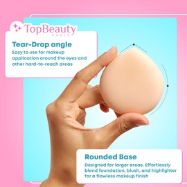Topbeauty Paris Large Makeup Puff - Soft Powder Sponge for Loose and Cosmetic Foundation - 1 Count - Reusable Pink Pad - Face Cleaning - Body Undereye Beauty Stylish Makeup Tools