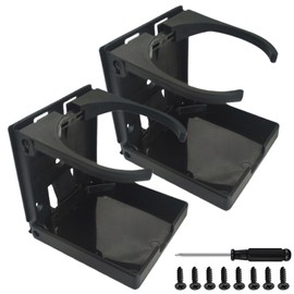 Pack of 2 Drink Holder Car Foldable Drink Holder Drink Holder Boat Accessories Cup Holder for Motorhome, Yacht, Van, Truck, House - Fits Most Sizes 60-100 mm Black (Black, Size: Moderate)
