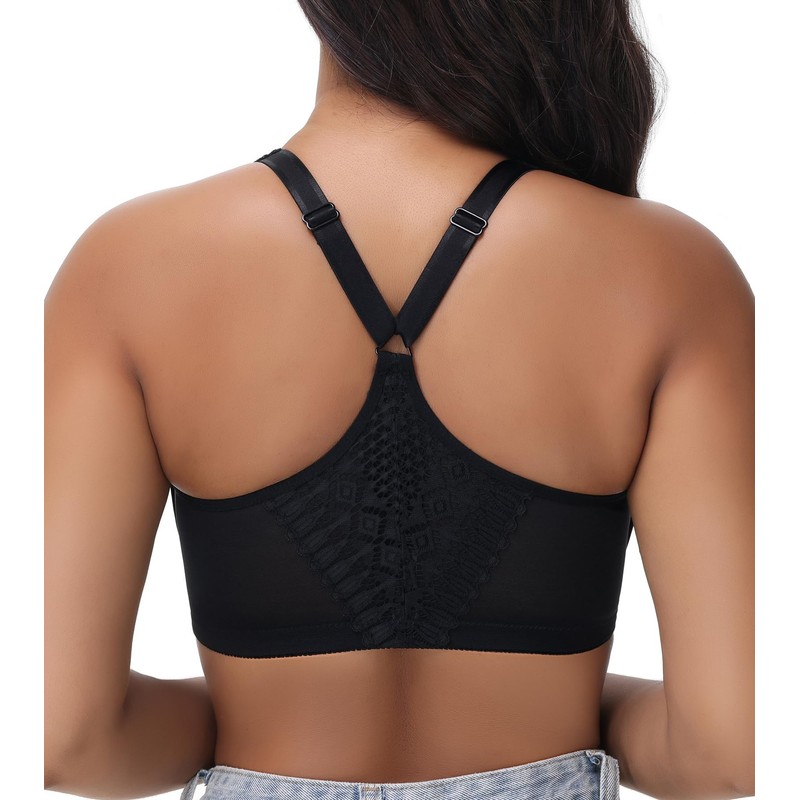 Oscrenia Racerback Front Closure Bra Plus Size for Women Unlined