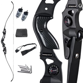 TOPARCHERY 62" Black Hunter Recurve Bow, ILF Interface Shock Absorption Takedown Hunting Recurve Bow for Adult & Youth Beginner, Longbow Archery Set for Outdoor Target Hunting Practice-40LBS-Black