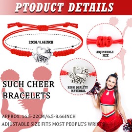 Irenare 4 Pcs Cheerleader Gifts for Girls Bulk 12 oz Stainless Steel Cheerleader Tumbler Adjustable Cheer Bracelets Cheer Keychain for Cheer Accessories Birthday Graduation Gift