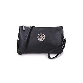 Long & Son Women's Medium Clutch, Wristlet, Shoulder,Cross-Body Bags 23321 (Black)