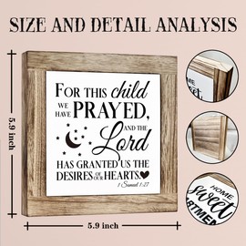 Farmhouse Wood Sign, For This Child We Have Prayed Sign, Wooden Box Sign Plaque, Freestanding Sign for Nursery Decor, Kids Room Decor, Christian Bedroom Decor, Decorative Wooden Table Sign