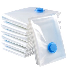 Vacuum Storage Bags for Clothes - 6 Pack 80 X 60cm Reusable Clothes Storage Bags Vacuum Sealer Bags with Double Zip Seal Travel Space Saver Bags for Duvets, Bedding, Quilts, Pillows, Clothes