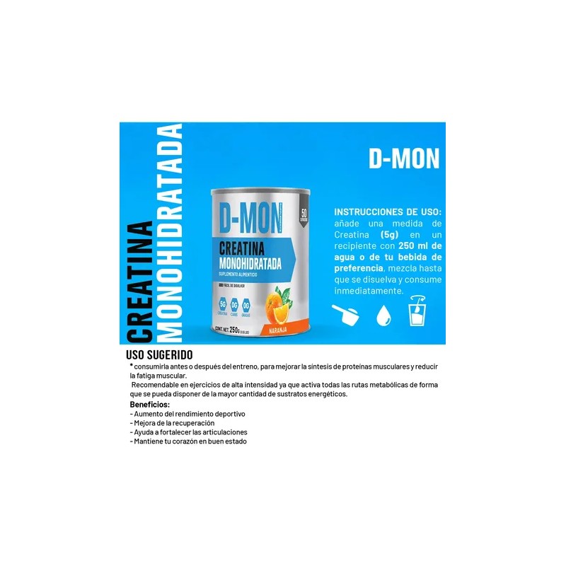 Creatina Suplemento Monohidratada D-mon 250g 50 Servicios