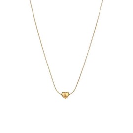 mellowact Stainless Steel Necklace, Hypoallergenic, Surgical 11.6 gal (316 L), Heart, 3D, Small, Gold, Silver, Delicate Chain, Stainless Steel, No Gemstone