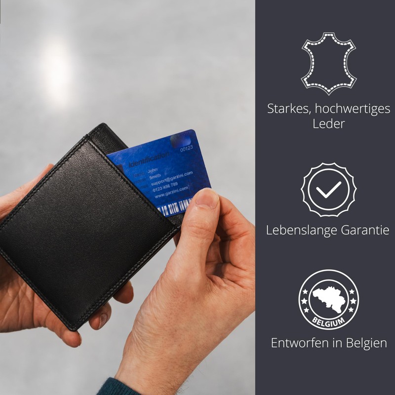 GARZINI Men's Leather Wallet with RFID Protection, Large Wallet with