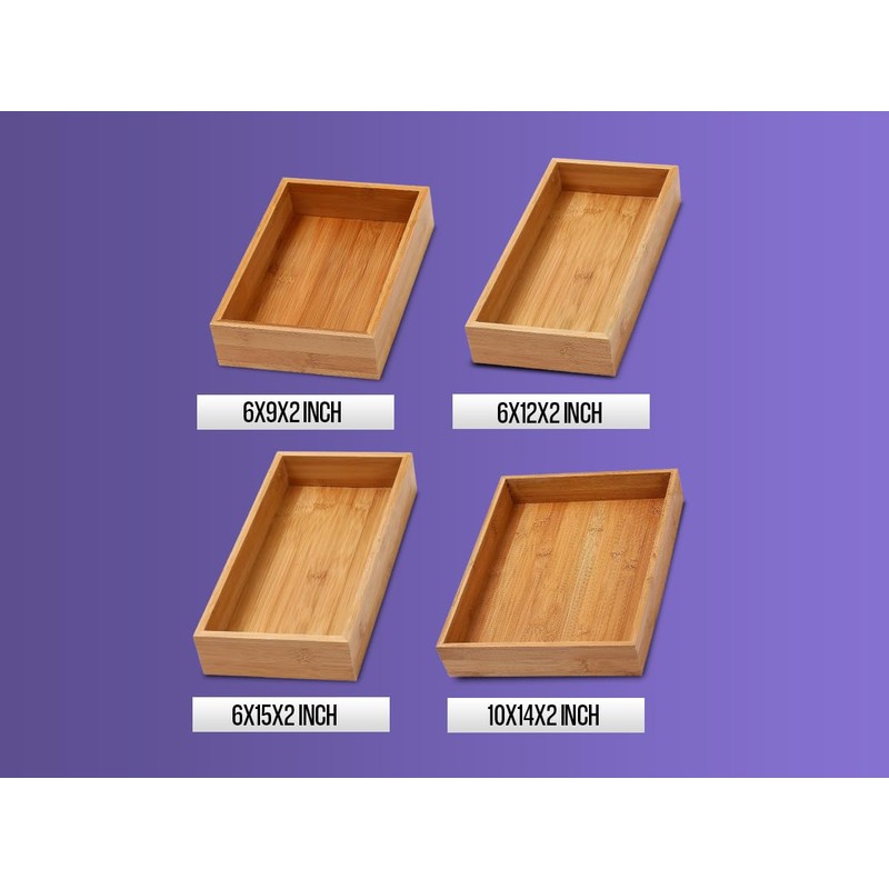 YBM Home 478 Drawer Organizer Storage, 6x15x2, Natural