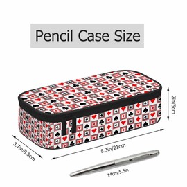 Xuwenz Playing Cards Pencil Holder Bag Bright Red Black White Symmetrical Geometric Pencil Case College Office Organizer for Students Boy Girl Teens Adults